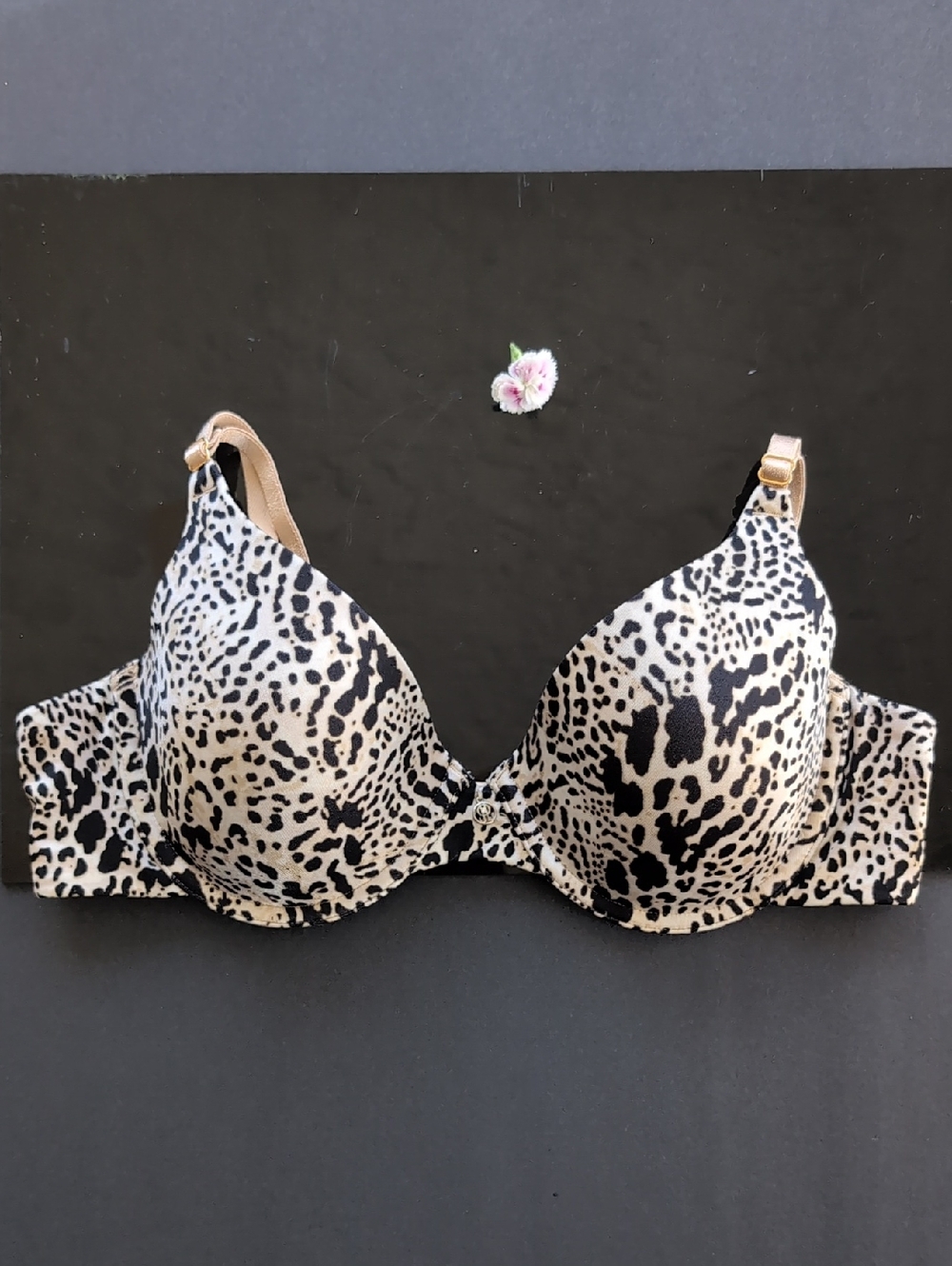 Jennifer Lopez Beige and Black Leopard Print T-Shirt Bra Size 38B
